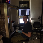 Kevin on the patch/Ca-imaging rig